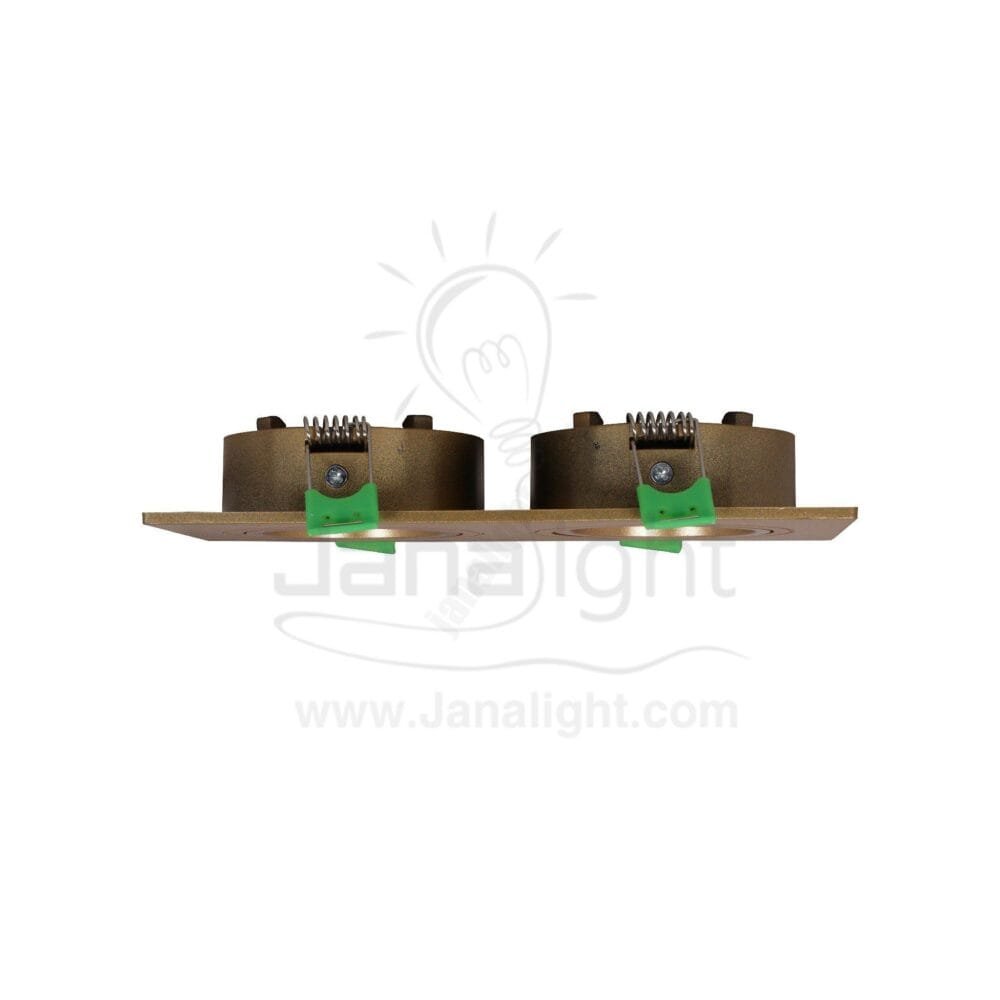 سبوت لايت فارغ متحرك مستطيل 2 عين بلاستك ذهبي جنى لايت JN406 Double square gold Spotlight frame